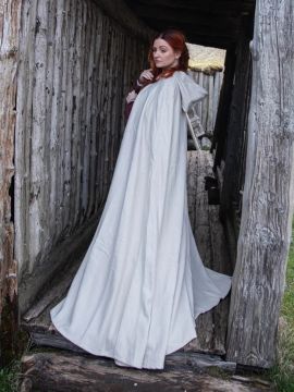 Wool cape with natural dragon clasp