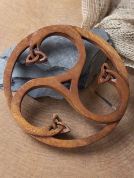 Wooden wall decoration triskele with Celtic knot