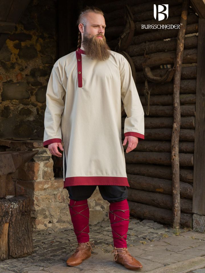 Rus tunic Tobiasz natural/bordeaux