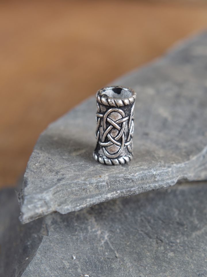 Beard bead cylinder silver large