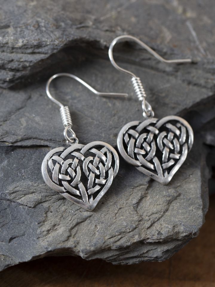 Earrings Celtic heart silver-plated