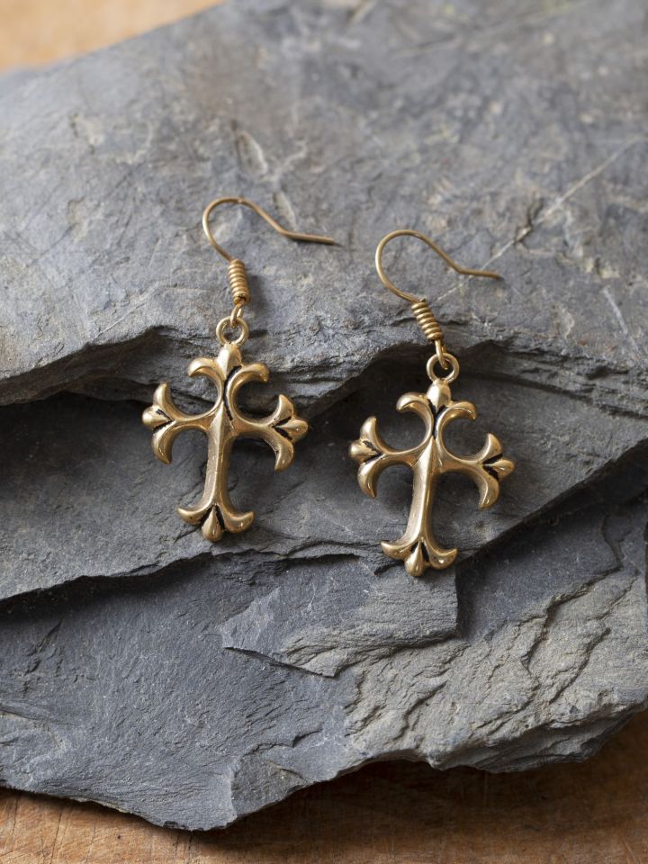 Earrings paw cross bronze