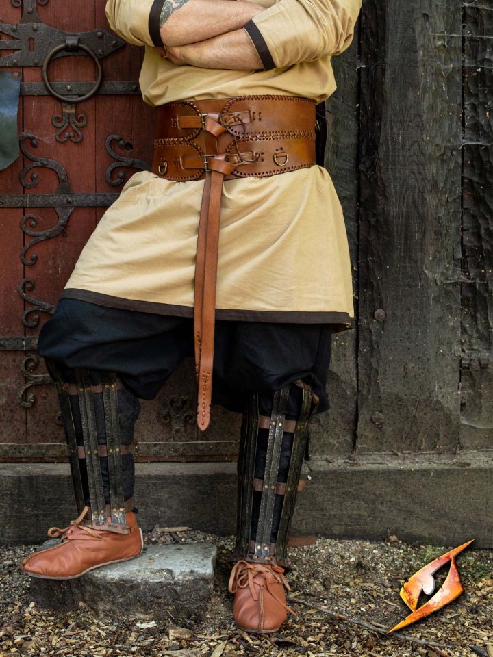 Wide brown leather belt