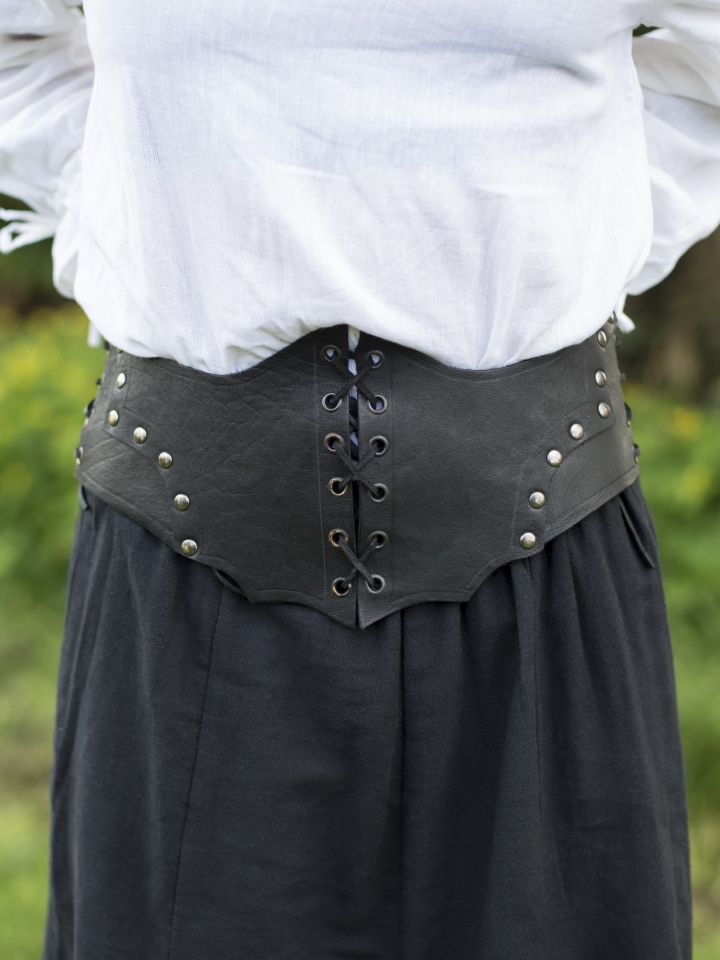 Wide leather bodice black L