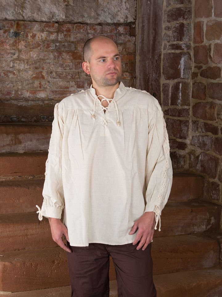 Medieval shirt with laced sleeves, natural