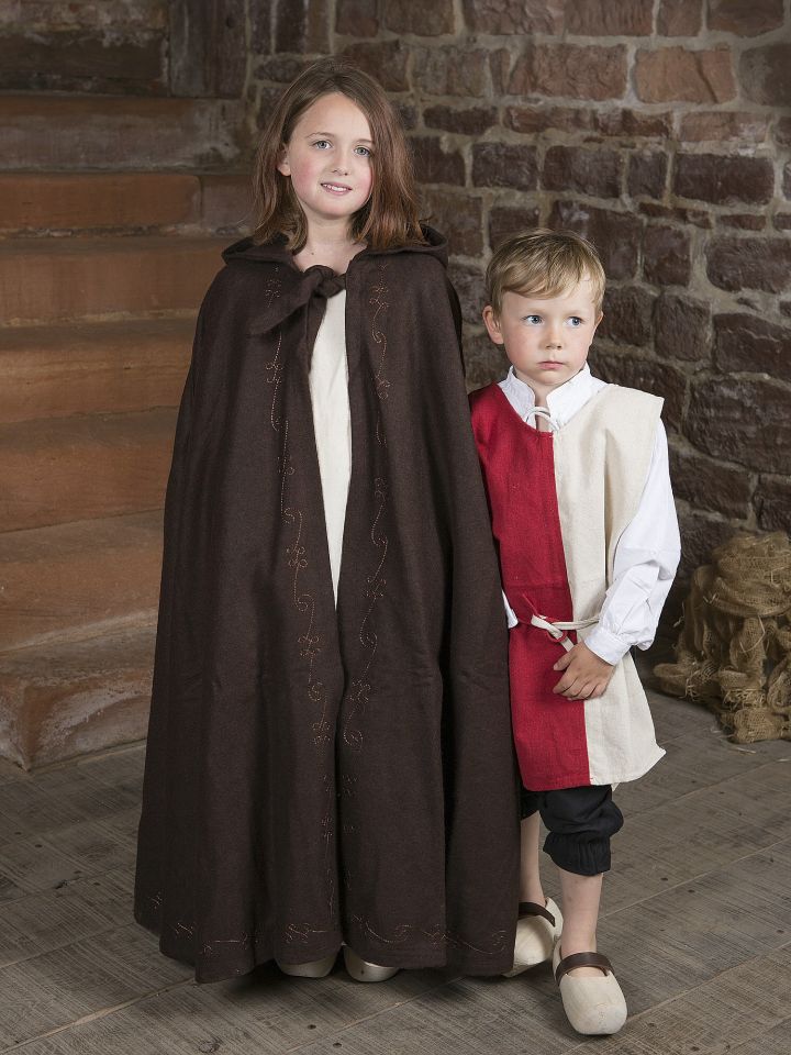 Wool cape for children brown