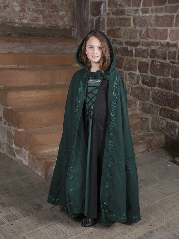 Wool cape for children green