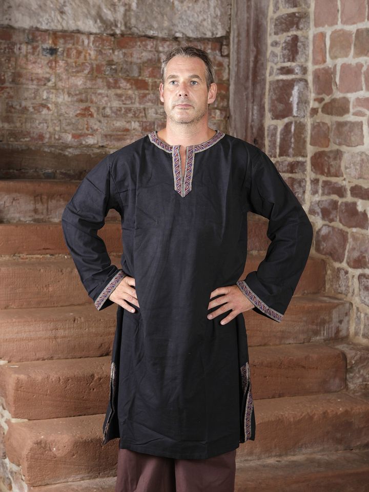 Tunic with border, black XL