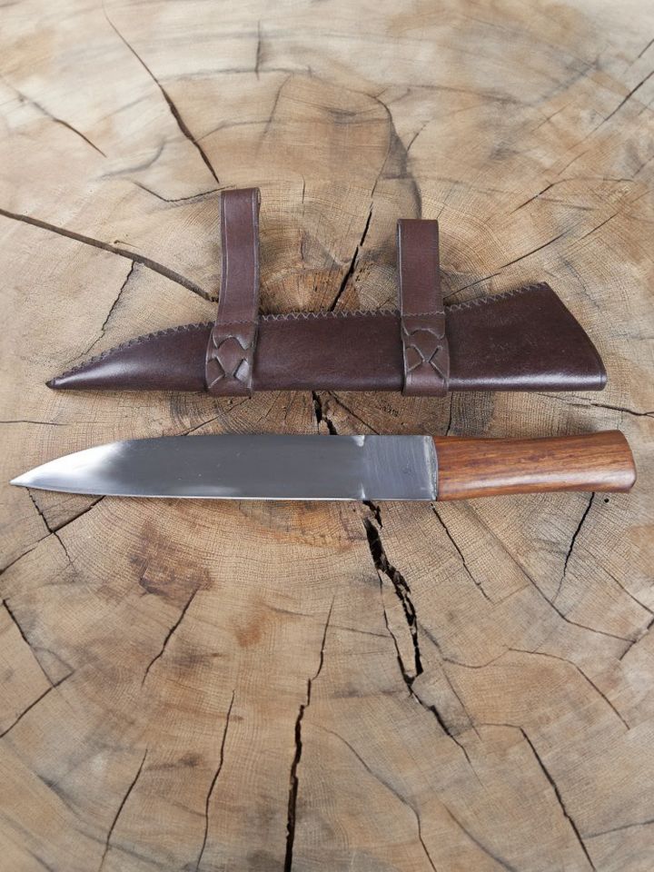 Sax knife with leather sheath