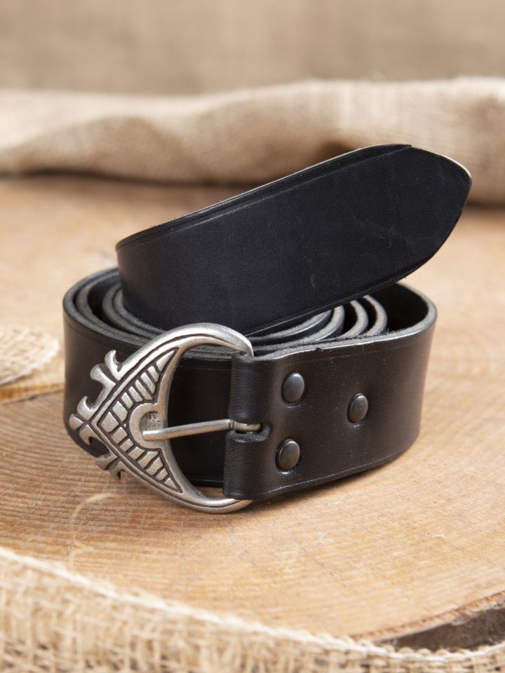 Leather belt black - extra long