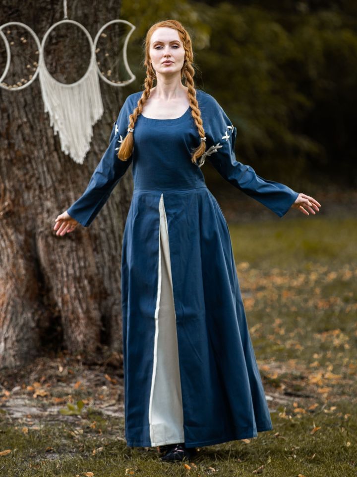 Medieval dress Larina blue-nature L