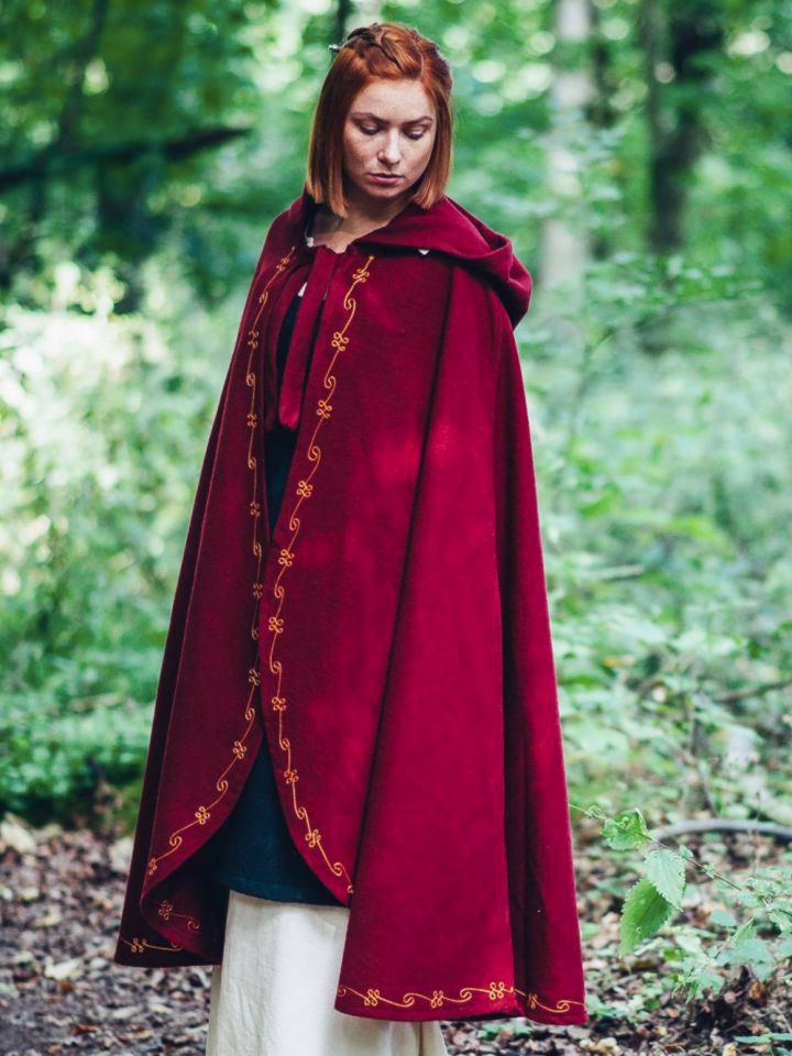 Cape with embroidery red