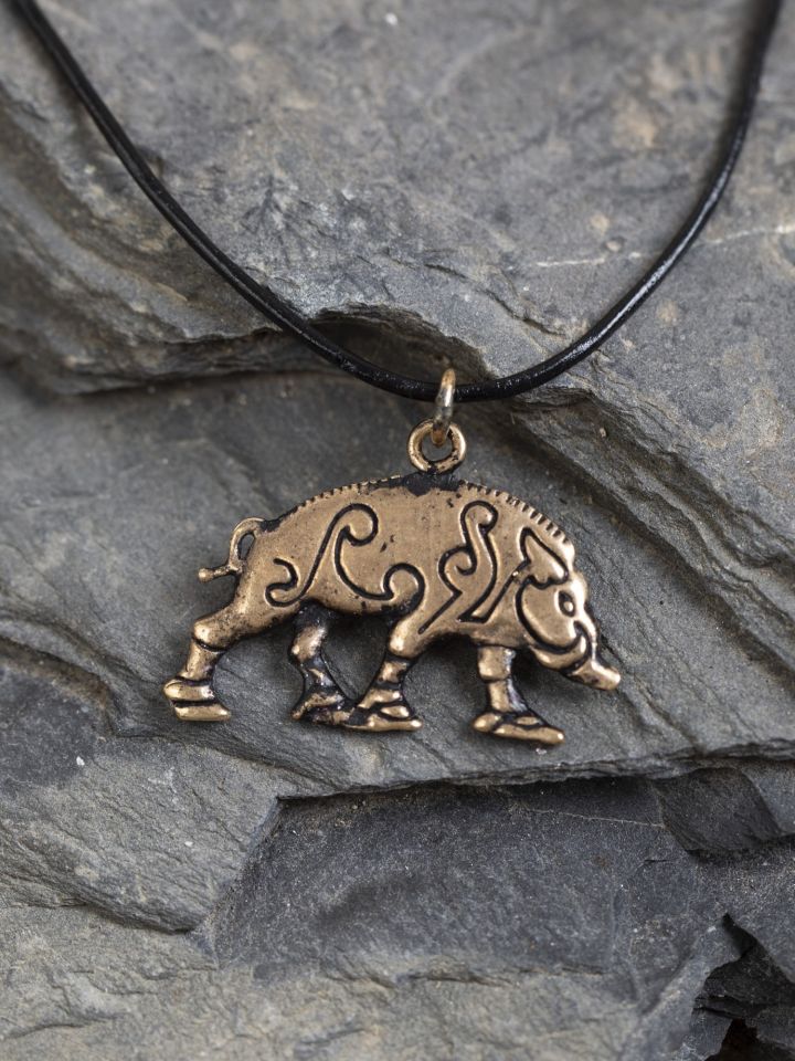 Celtic boar pendant bronze