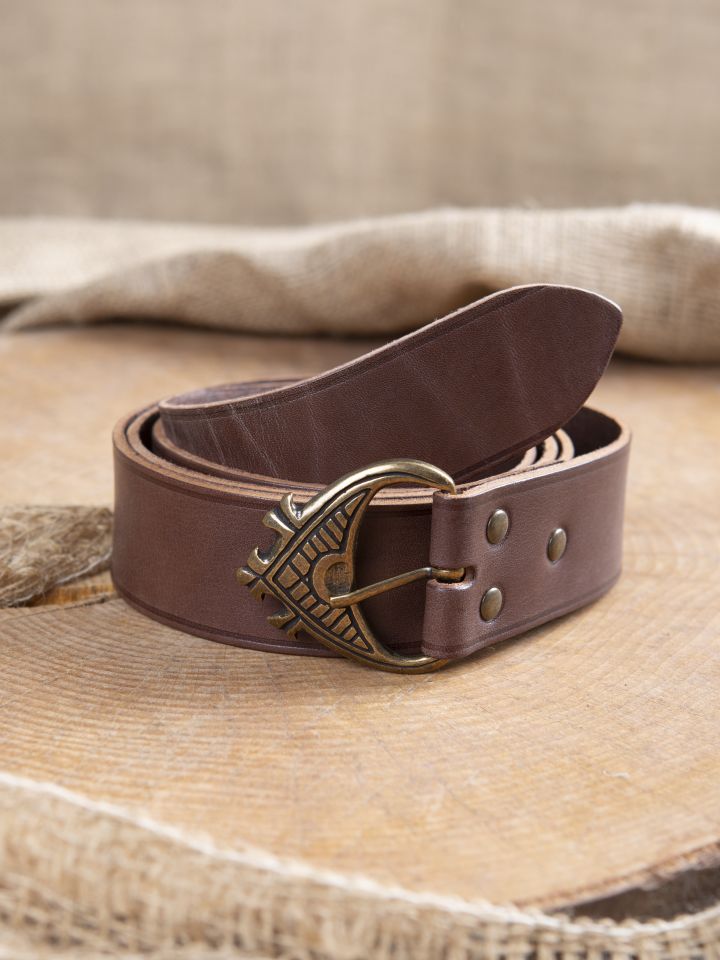 Leather belt brown - extra long