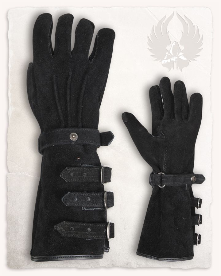 Kandor gauntlet gloves with buckles black L