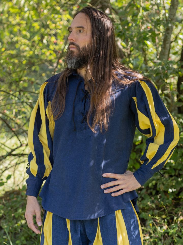 Landsknecht lace-up shirt Titurel blue-yellow