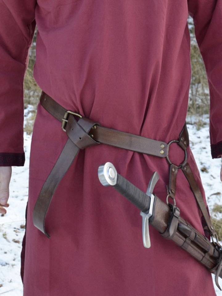 Brown leather sword belt