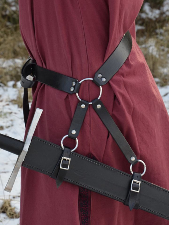 Black leather sword belt