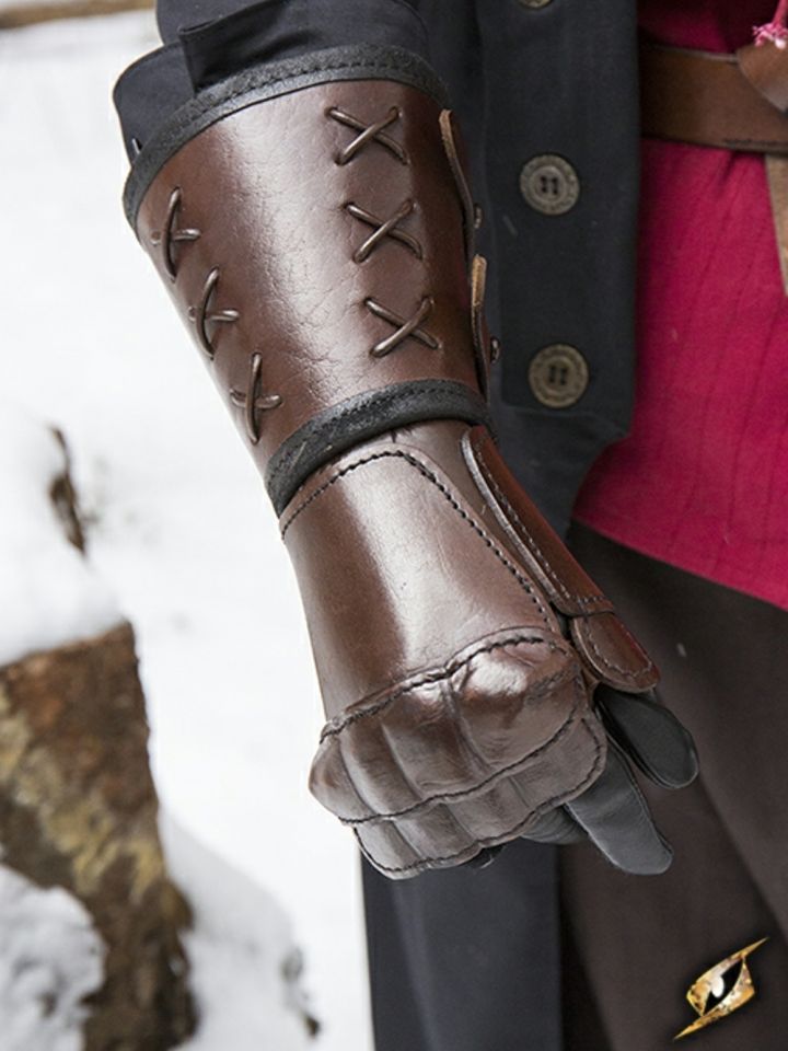 Brown leather gauntlet