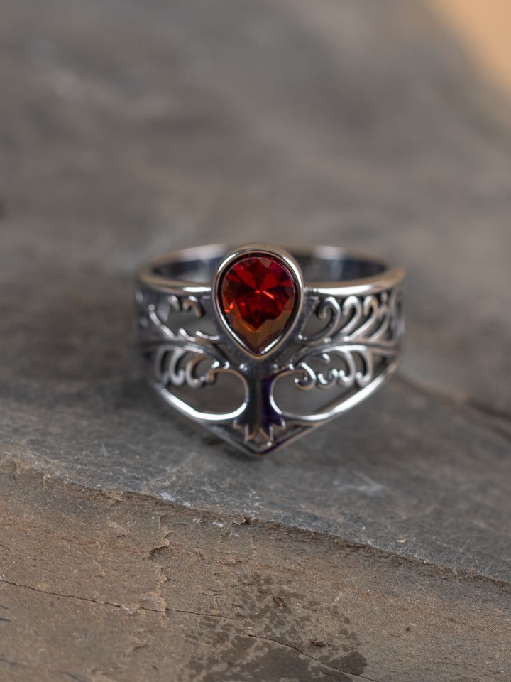 Ring tree of life with drop stone