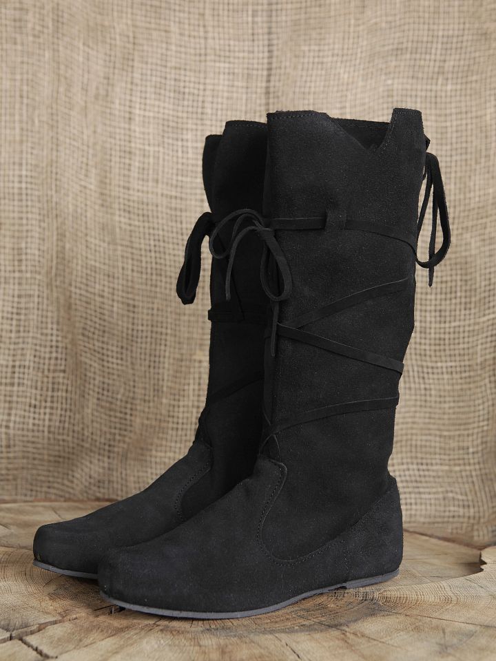 High suede boots black