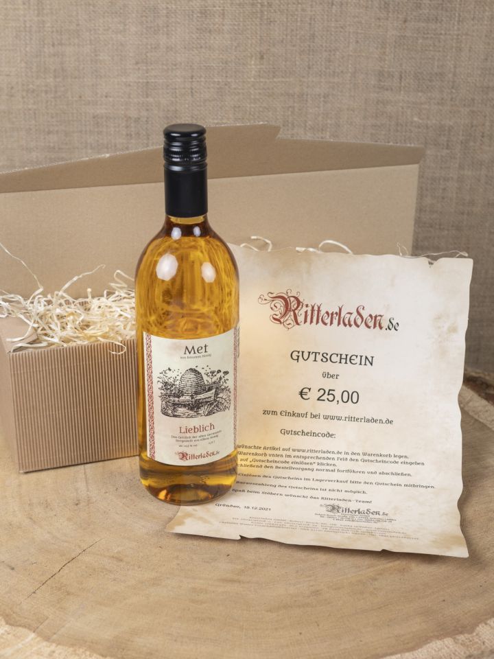 Gift box with mead and shopping voucher