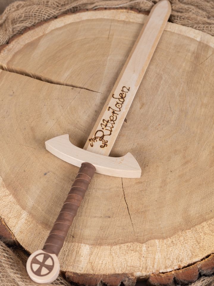 Knights Templar wooden sword with personalized engraving up to 10 characters