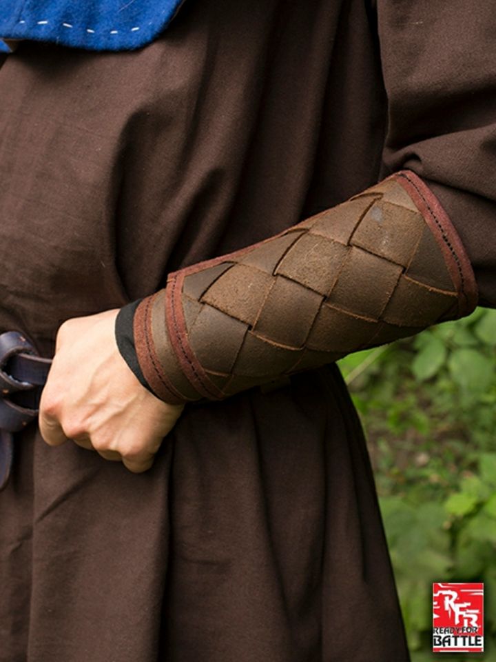 Viking bracers made of brown leather