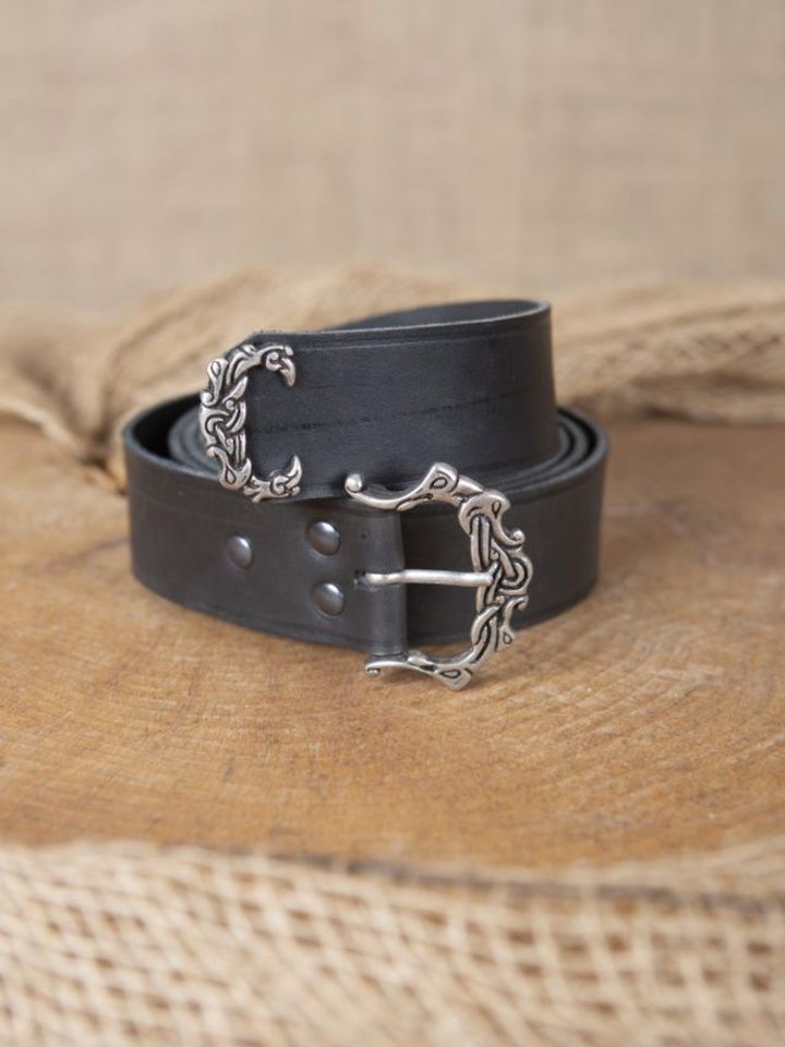 Viking belt with strap end black