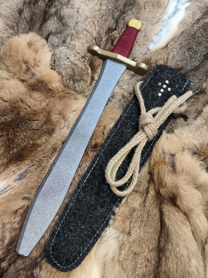 short knight's sword with felt scabbard