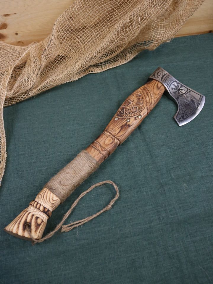 Viking axe Thor's hammer with carvings