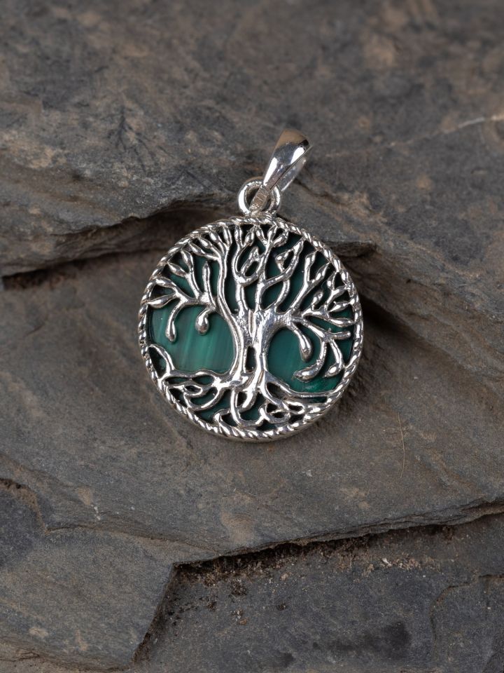 Tree of life pendant with malachite