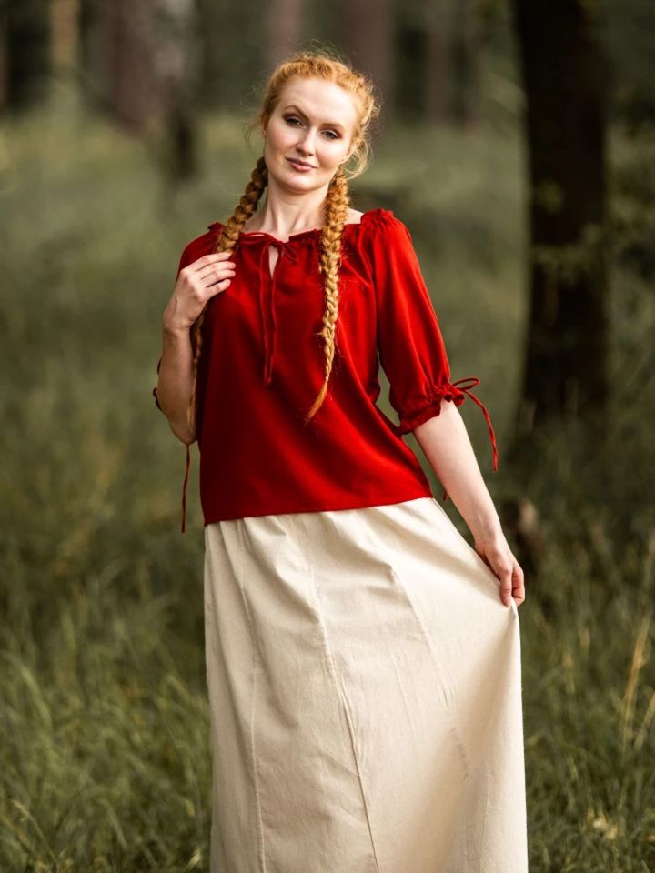 Red cotton summer blouse XXXL