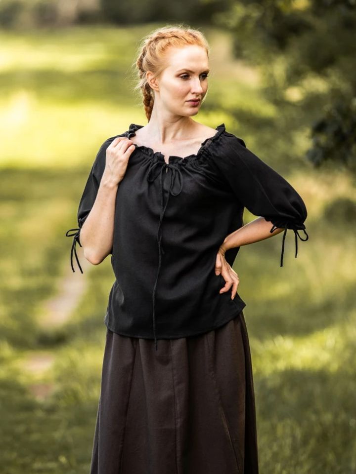 Black cotton summer blouse XXXL