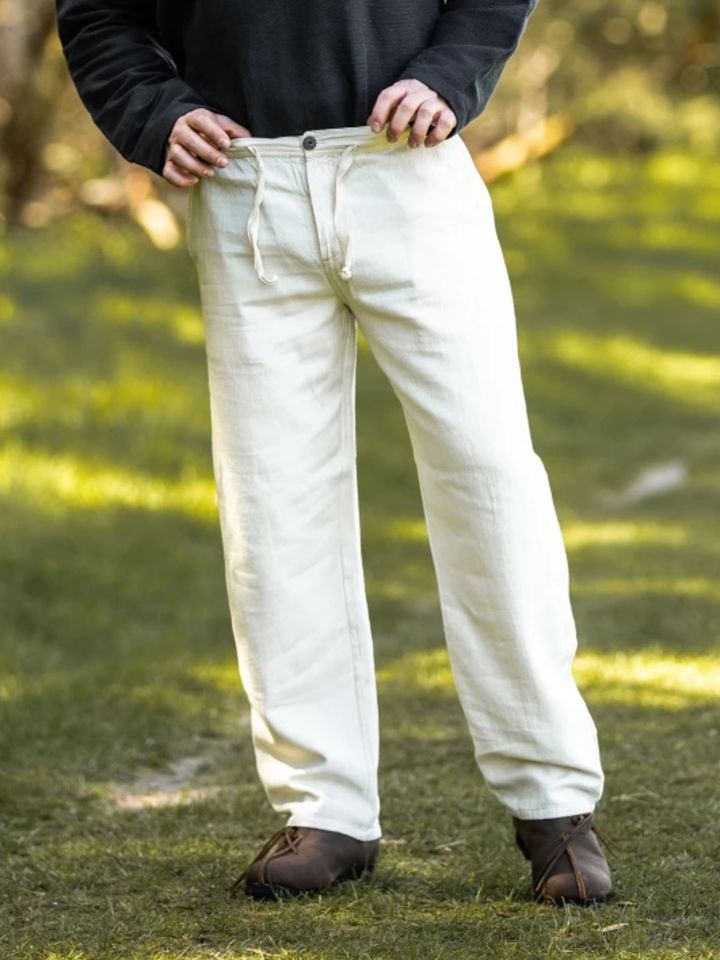 Cotton pants with lacing natural XXL