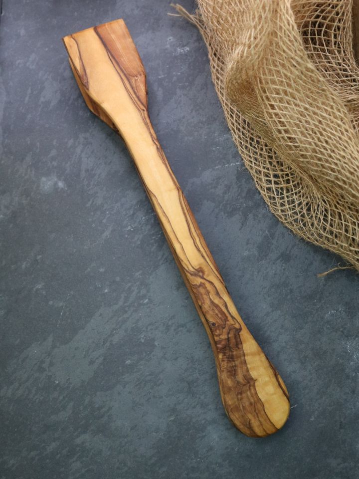 Olive wood barbecue tongs