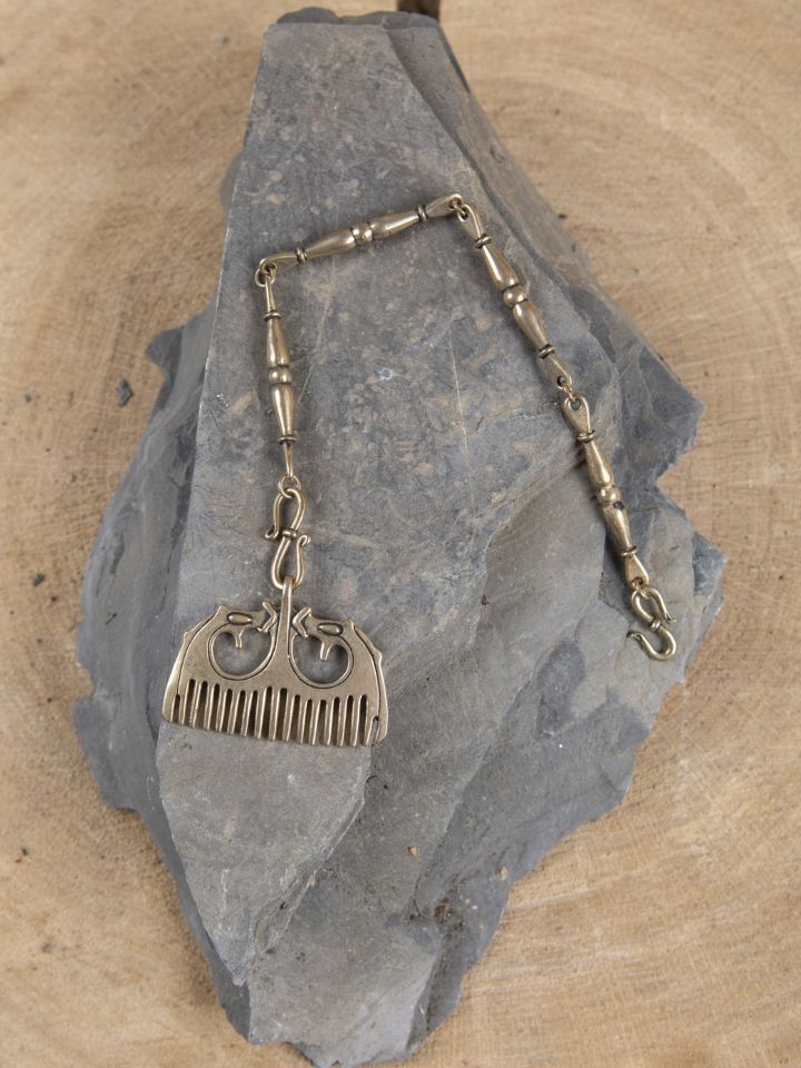 Viking Age brooch necklace with beard comb