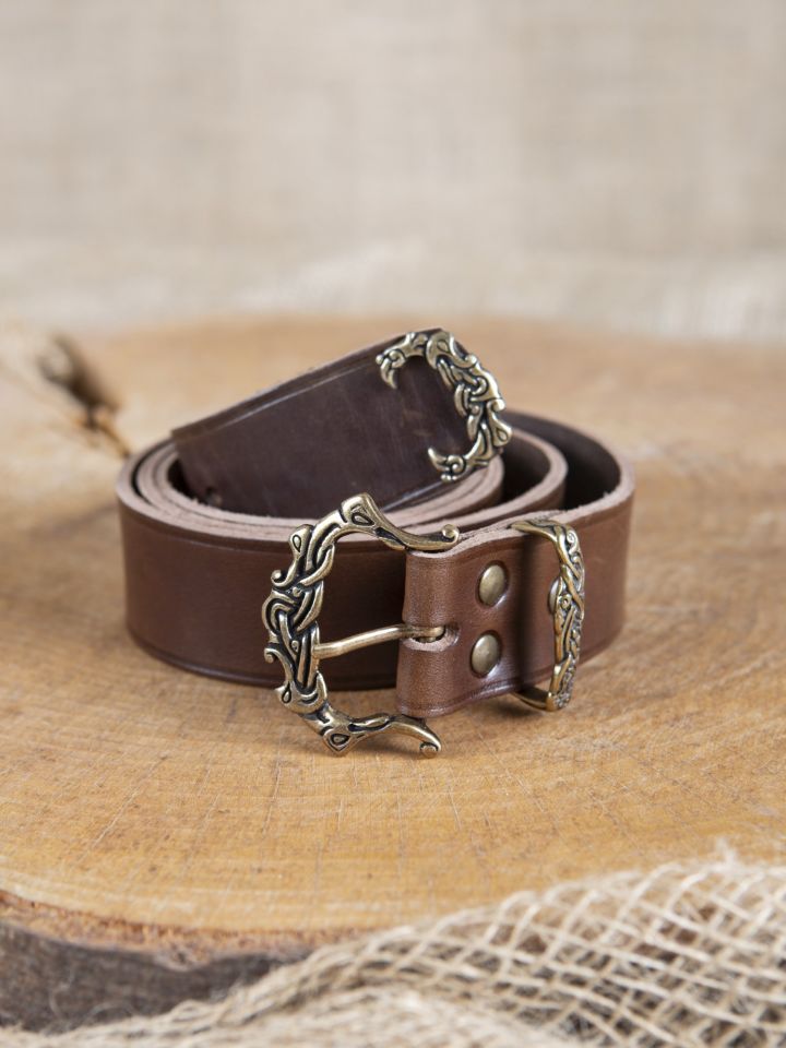 Viking belt with belt loop brown