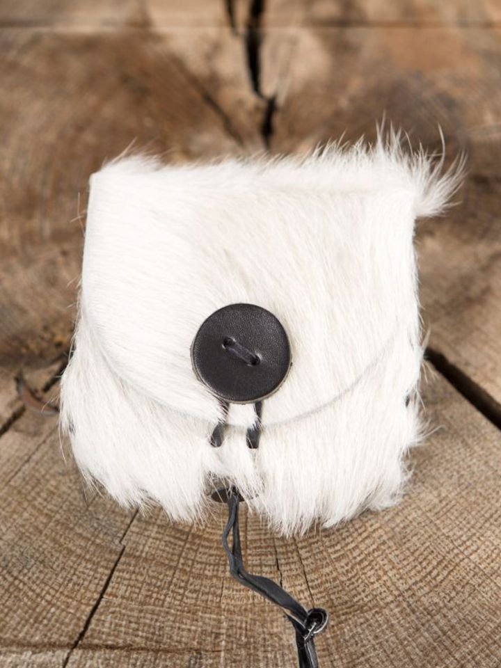 White cowhide belt pouch