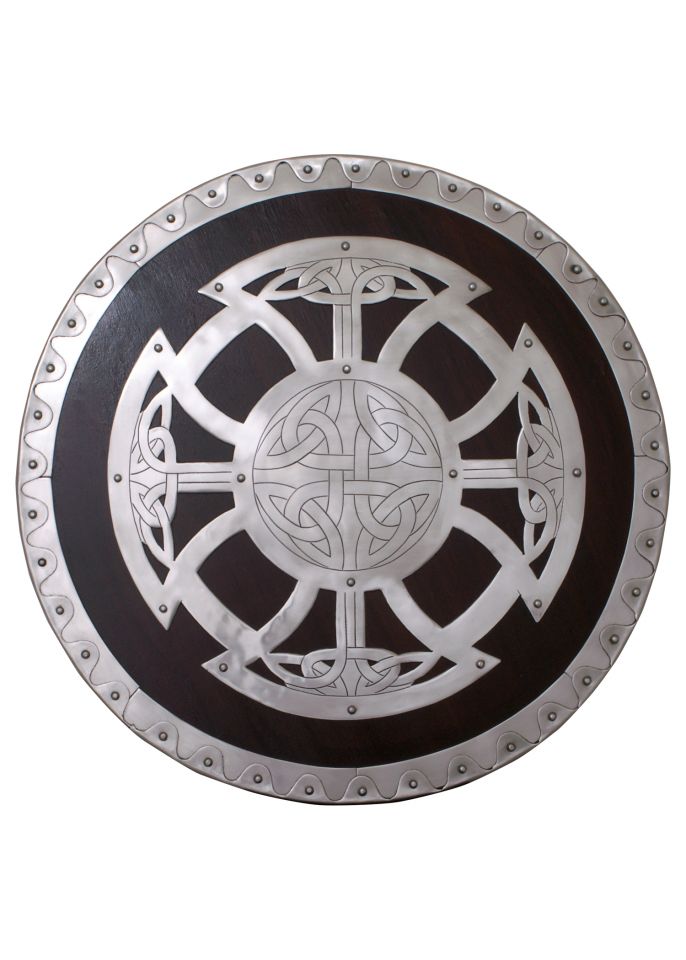 Wooden round shield with steel fittings