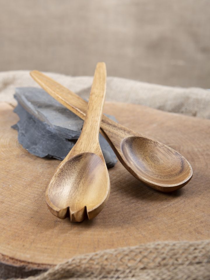 Acacia wood salad servers, two-piece set