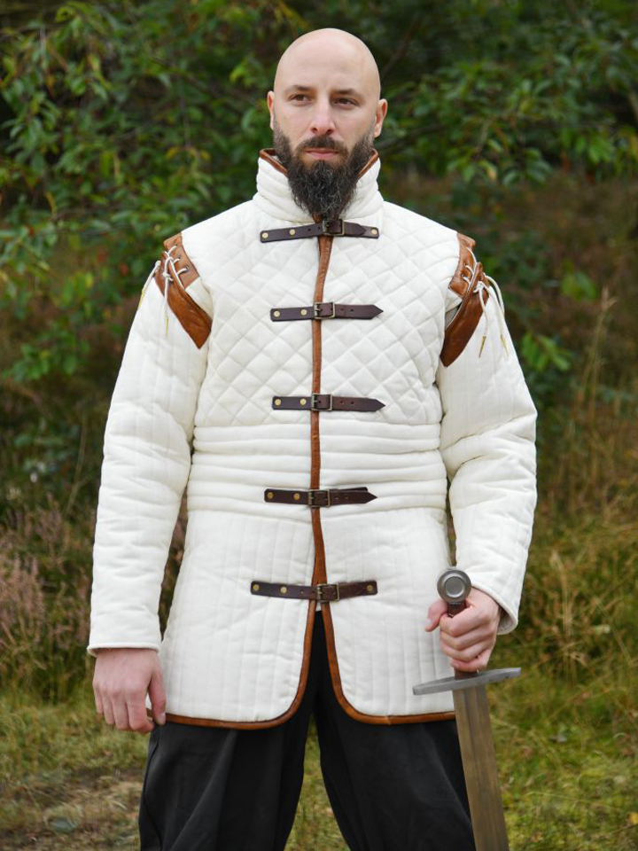 Long gambeson with detachable sleeves brown-nature