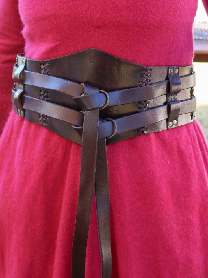 Wide double belt brown, unisex