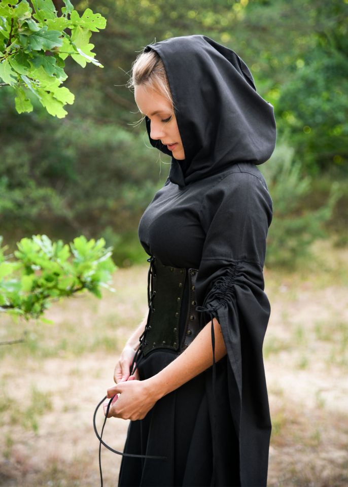 Medieval dress Isra with hood black 2