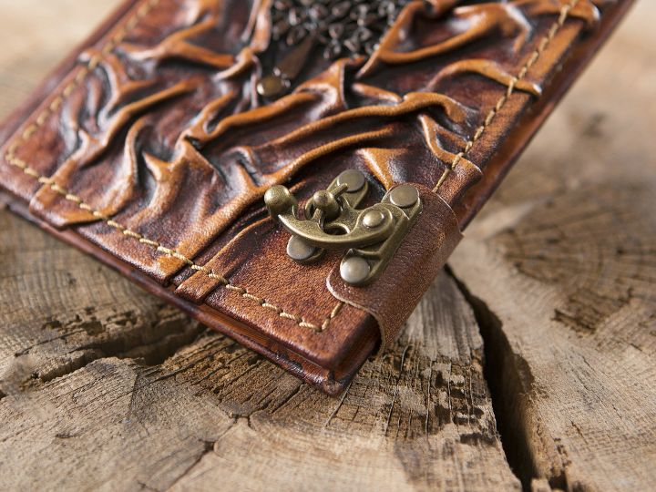 Leather book tree small 2