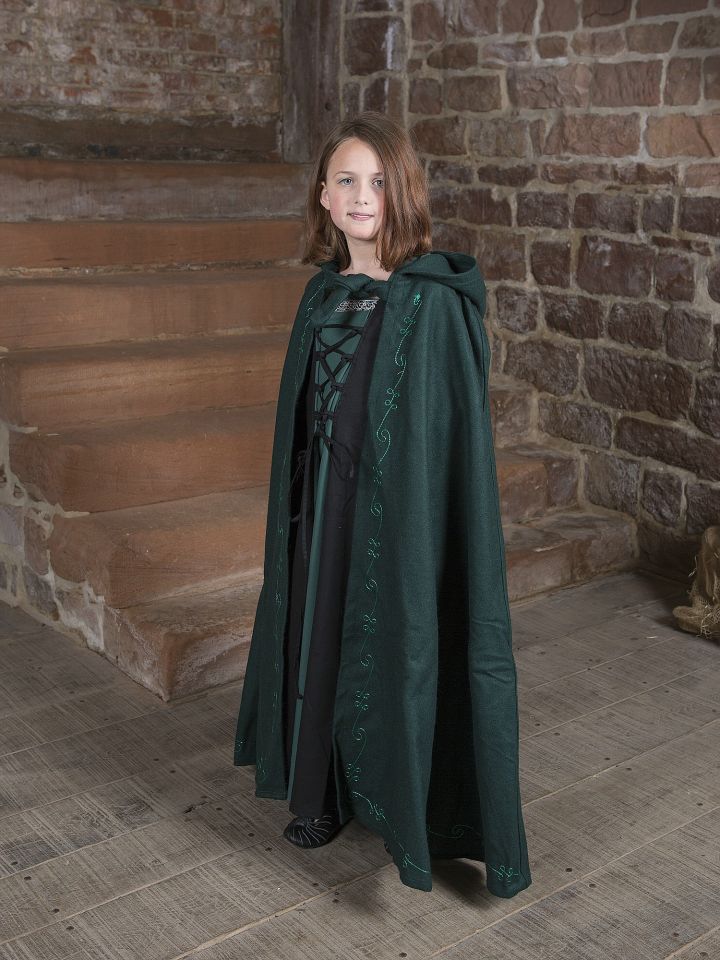 Wool cape for children green 2