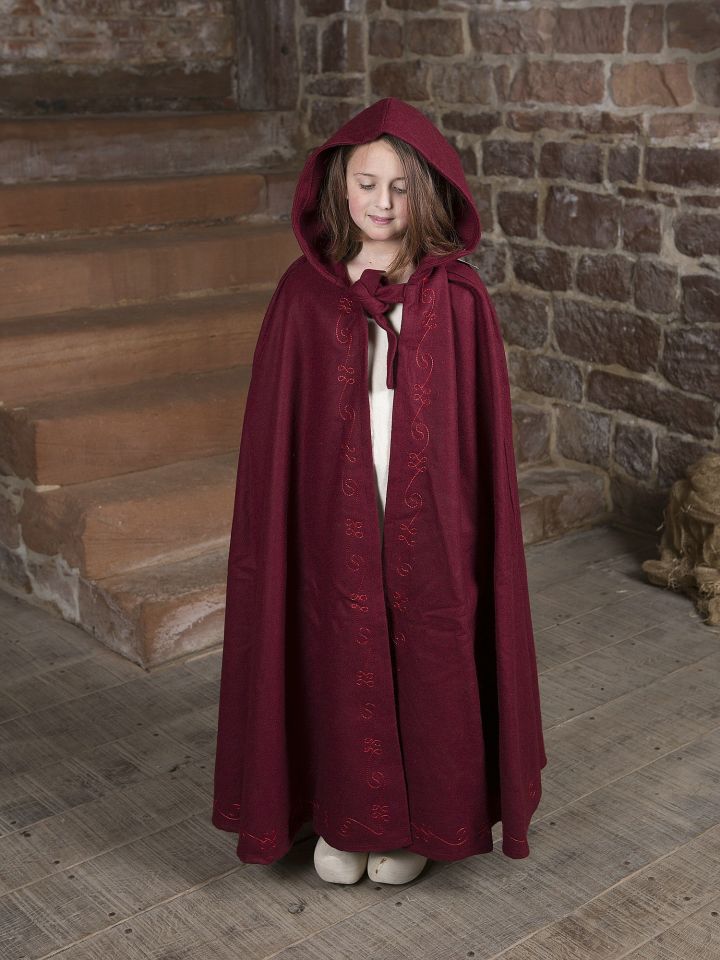 Wool cape for children red 2