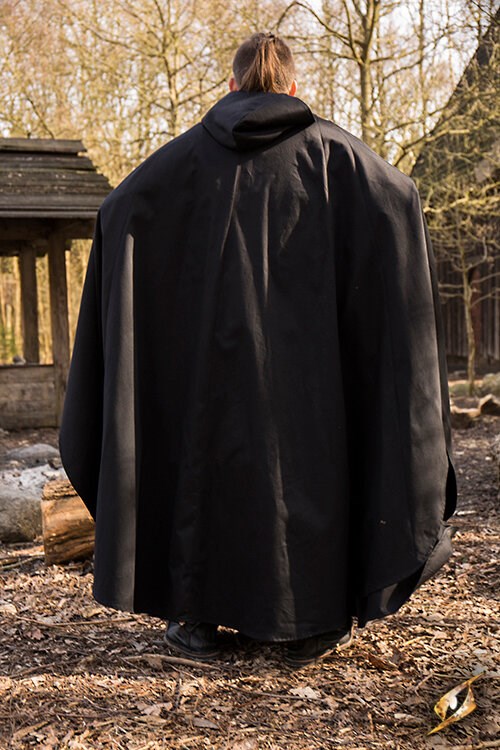 Hooded cloak Godfrey Twill black 2