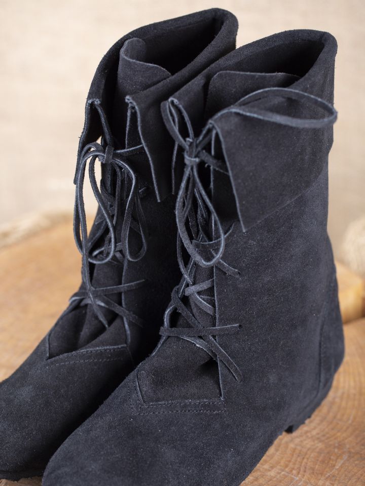 Lace-up boots with cuff black 2