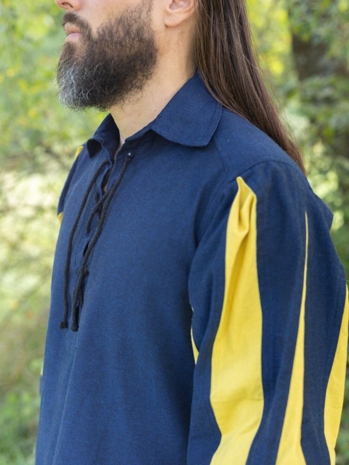 Landsknecht lace-up shirt Titurel blue-yellow 2